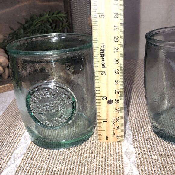Authentic 100% Recycled 4" Glass Tumblers Drinking Glasses Set of 2 - Picture 8 of 9